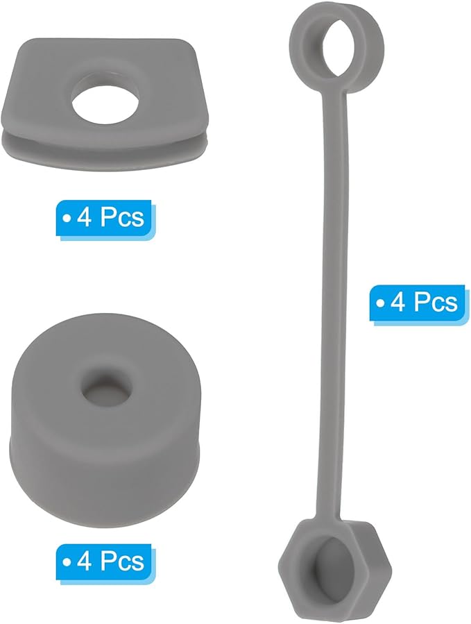 PATIKIL Silicone Spill Stopper for Straw Cup 2.0 40oz/ 30oz, Set of 12 Tumbler Accessories Including 4 Straw Cover Cap, 4 Square Spill Stopper and 4 Round Leak Stopper, Grey