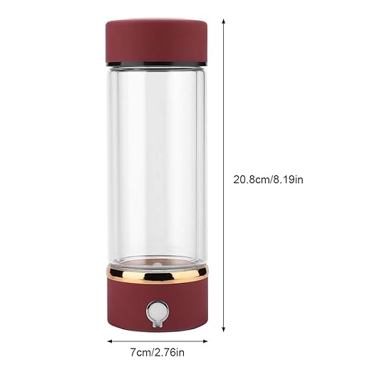 Portable Hydrogen Rich Water Cup, USB Charging Rich Hydrogen Water Purifier Filter Glass Bottle Portable Lonizer Cup, Hydrogen Water Bottle, Hydrogen Rich Water Glass Health Cup (Red)
