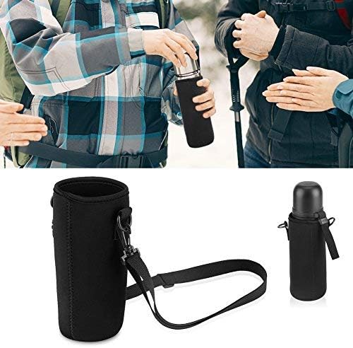 Dioche Water Bottle Sleeve, Soft Water Bottle Carrying Pouch, Drink Bottle Holder Bag for Outdoor Camping Hiking Fishing(26cm-Black)