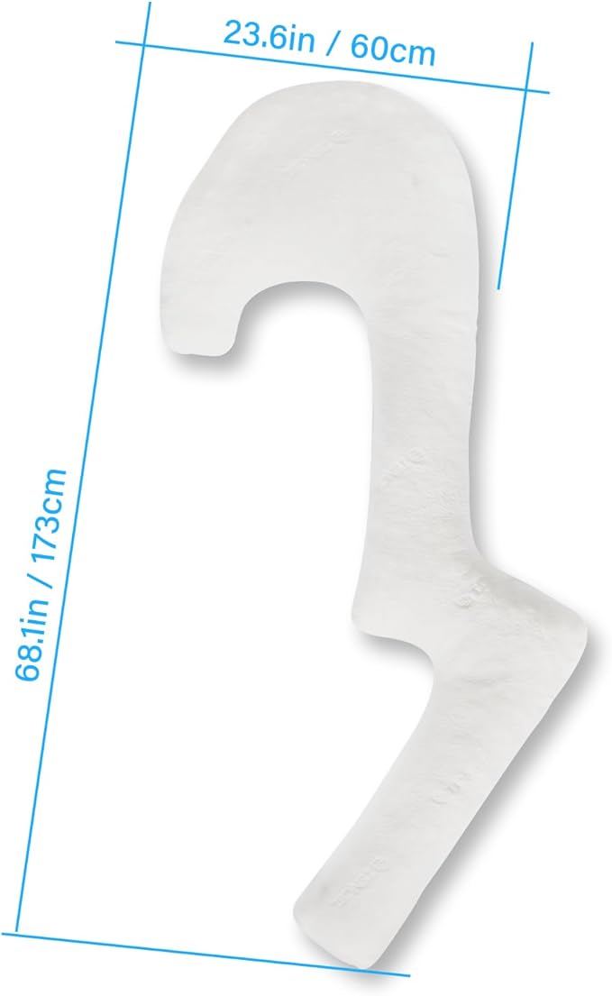 Swan Body Pillowcase, 68 Inches Memory Foam Full Body Pillowcase for Side Sleeper, Long Pillowcase with Contour Support for Back, Knee, Leg Relief - Middle White