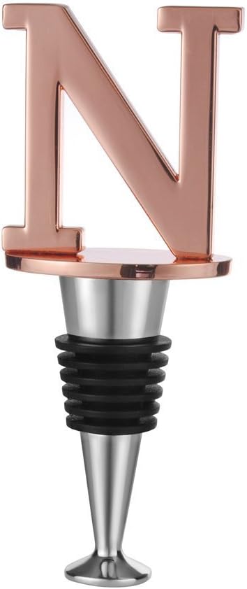 Miicol Wine Stopper, Prosecco Stopper, Wine Bottle Stopper, Personalised Champagne Stopper, Rose Gold Wine Accessories, Wine Lovers Gift, Monogram Gift, Letter N
