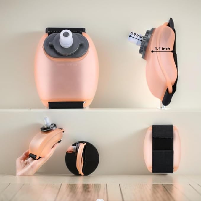 Portable Adjustable Wrist Sports Water Bottle - reusable leak-proof, 7 oz silicone can for travel, camping, jogging - Ideal for marathons, good companions for biking - Orange