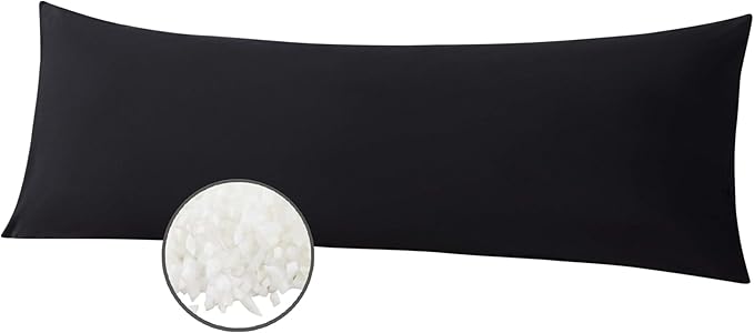 WhatsBedding Memory Foam Body Pillow for Adults, Long Body Pillow for Sleeping, Full Body Pillow for Bed (Removable Cotton Jersey Knitted Cover) - Black