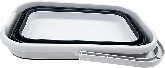 SAMMART 12L (3.1 gallon) Collapsible Rectangular Handy Basket/Bucket/Multiuse Foldable Water Pail for Camping, Fishing (Slate Grey)