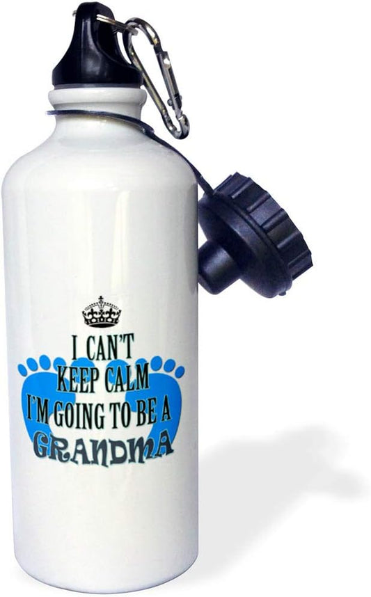 3dRose I Cant Keep Calm Im Going to be a Grandma Baby boy Funny Saying Sports Water Bottle, 21 oz, Multicolored