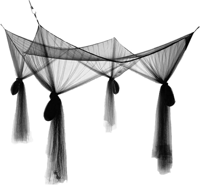 Mosquito Net Bed Canopy,4 Corner Post Curtains Bed Canopy Elegant Mosquito Net Set,Screen Netting Canopy Curtains,4 Corner Post Bed Canopy Mosquito Net Full Queen King Size Bedding(Black)