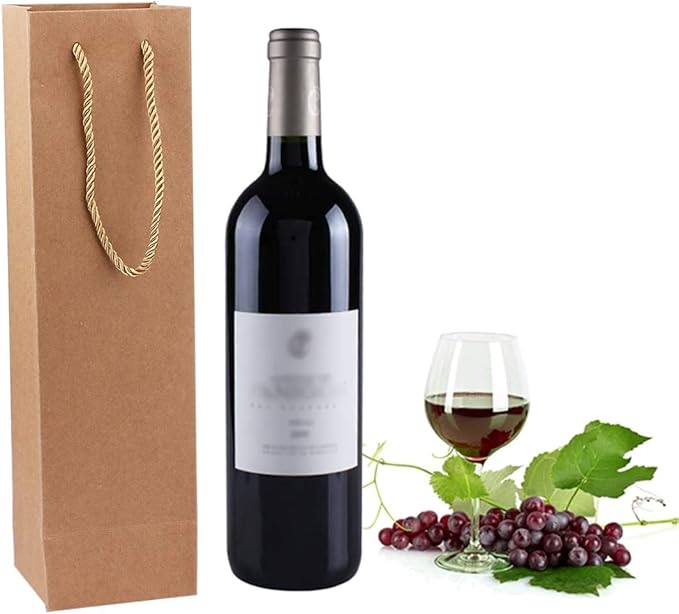 Sdootjewelry Wine Gift Bag, 20 Pack Paper Wine Bottle Gift Bags with Handles, 3.7 x 3.5 x 13.8” Wine Bags Bulk, Reusable Wine Bags, Wine Kraft Bags for Party Holiday