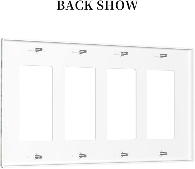 Green Stone Texture Quad Rocker Light Switch Wall Plate Cover Decorative 4-Gang for Outlet Room Bathroom Bedroom Home Kitchen Four Decora Receptacle Polycarbonate Power Gear 4.5" x 8"