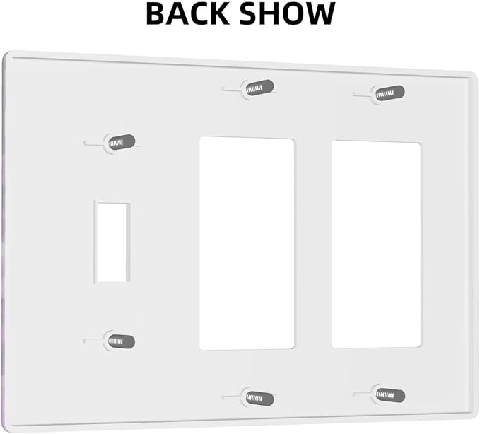 Purple Butterfly Flower Combo 2 Rocker 1 Toggle Light Switch Wall Plate Cover Decorative 3-Gang for Electrical Outlets Girls Room Bathroom Bedroom Home Kitchen Two Decora Receptacle 4.5" x 6.38"