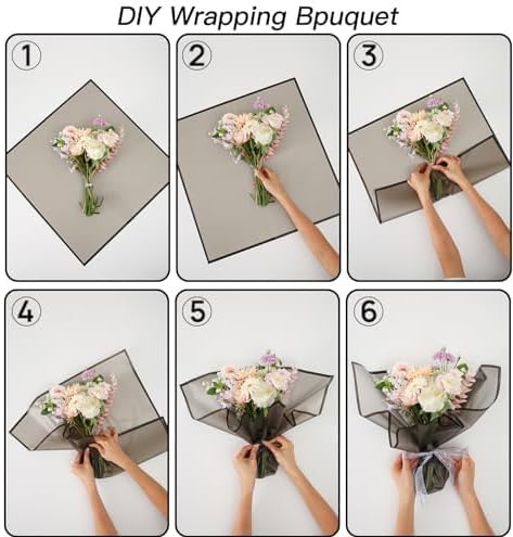 fondleadmiringly Flower Wrapping Paper, Flower Shop Paper, Waterproof Wrapping Paper, semi Transparent Wrapping Paper (1-black) 20 sheets