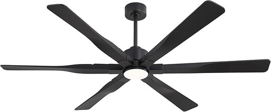 68 Inch Ceiling Fan with Lights and Remote Control, 6 Reversible ABS Blades, 6-Speed Noiseless DC Motor with 4.5" / 12" / 24" Downrods for Bedroom Dining Living Room, Black