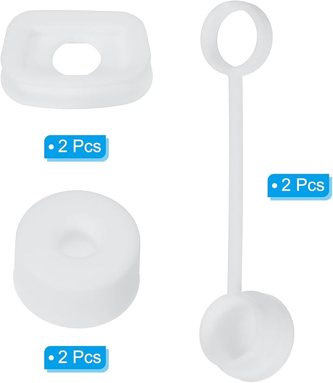 PATIKIL Silicone Spill Stopper for Straw Cup 1.0 40oz/ 30oz, Set of 6 Tumbler Accessories Including 2 Straw Cover Cap, 2 Square Spill Stopper and 2 Round Leak Stopper, White