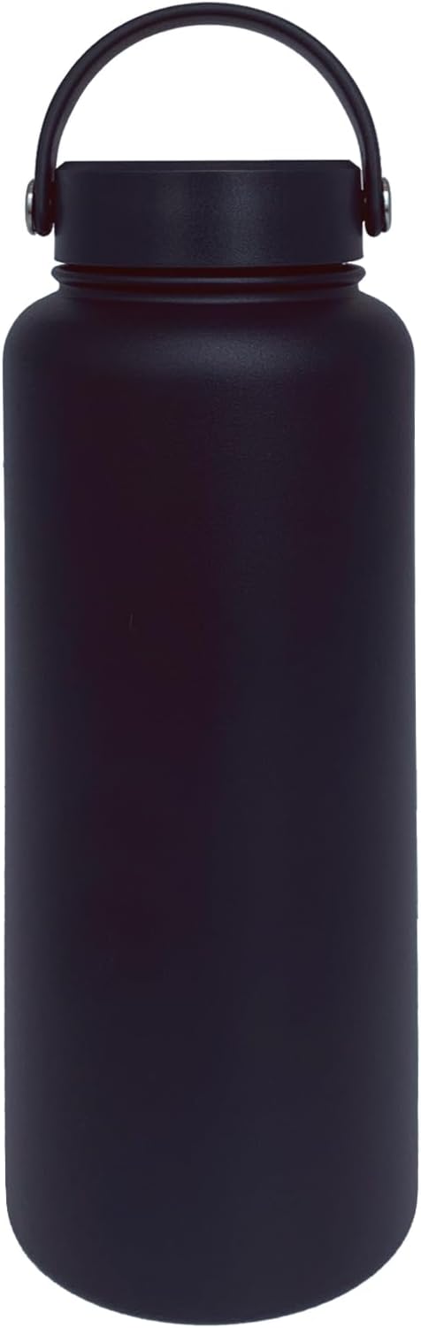 40oz Insulated Water Bottle ，Stainless Steel Sports Water Cup Flask with 2 Lids, Wide Mouth Travel Thermal Mug,Outdoor Sports Bottle（Blue Black）