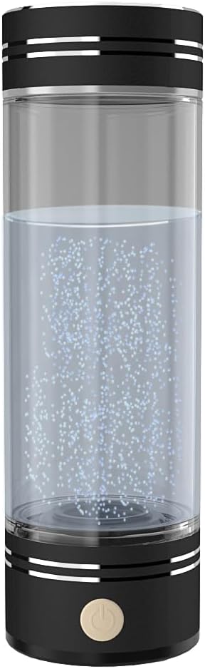 Hydrogen Water Bottle Generator Hydrogen Water Maker Machine Hydrogen Water Ionizer with SPE and PEM Technology Make Hydrogen up to 800-1500 PPB 17oz Black