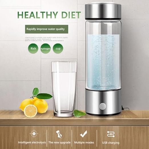 Hydrogen Water Bottle, Hydrogen Water Bottle Generator,3Min Quick Electrolysis,Can Produce A High Concentration of 1600 PPB Hydrogen, Suitable for Family Travel Back to School Supplies (Silver)