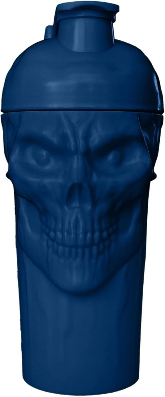 JNX SPORTS The Curse! Skull Shaker Bottle, 24-Ounce, Navy Limited Edition, Supplement Mixer with Classic Loop Top