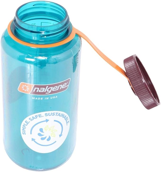 Nalgene Sustain Tritan BPA-Free Water Bottle Made with Material Derived From 50% Plastic Waste, 32 OZ, Wide Mouth, Teal