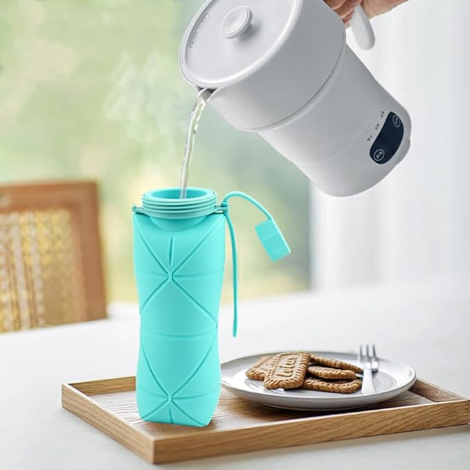 Collapsible Water Bottle, Silicone Foldable Water Bottles For Travel,Lightweight, Leakproof, and Reusable Perfect for Travel, Camping, Yoga, and Outdoor Sports,BPA Free, 20 oz(Gray)