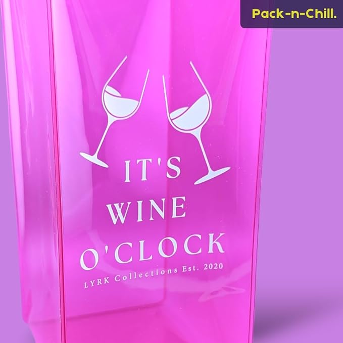 Ice Wine Bag, 2-Pack Collapsible Portable Wine Chiller (Pink & Yellow), Wine Bottle Chiller Ice Bag with Handles, Chill Wine Champagne Beers and Ice Drinks, Wine Gift Bag