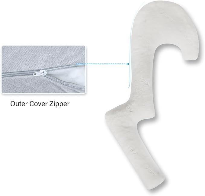 Swan Body Pillowcase, 68 Inches Memory Foam Full Body Pillowcase for Side Sleeper, Long Pillowcase with Contour Support for Back, Knee, Leg Relief - Middle White