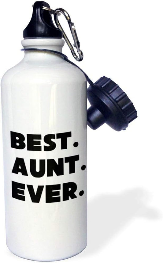 3dRose Best Aunt Ever Sports Water Bottle, 21 oz, Multicolor