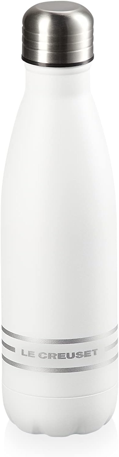 Le Creuset Stainless Steel Hydration Water Bottle, 17 oz, Matte White Cotton