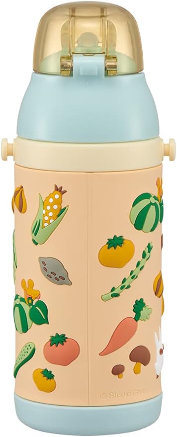 Skater SSPV4 Stainless Steel Children's Water Bottle, 12.8 fl oz (380 ml), Drinking Straw, 3D, My Neighbor Totoro, Diluted Color, Ghibli