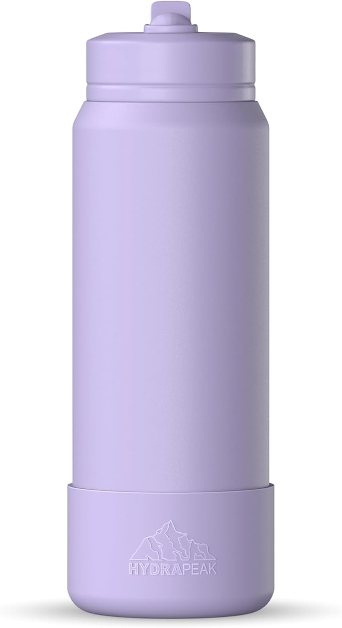 Hydrapeak 26oz Sport Insulated Water Bottle with Straw or Chug Lid, Leak & Spill Proof, Keeps Drinks Cold for 24 Hours, Hot for 12 Hours, Premium Stainless Steel Water Bottles (26oz, Orchid)