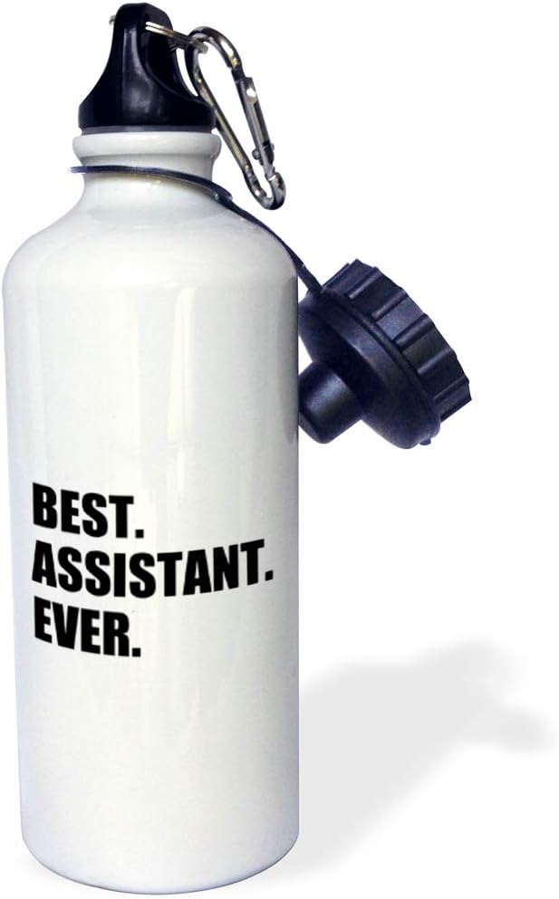 3dRose Best Assistant Ever-Bold Black Text-Fun Work and Job Pride Gifts-Sports Water Bottle, 21oz , 21 oz, Multicolored
