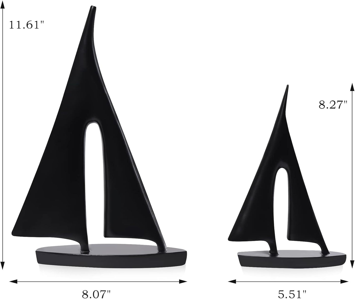 Modern Sculptures Home Decor, Sailboat Decor Ornament, Boat Decorations Statue Decor, Art Sculptures and Statues, Sailboat Gifts Home Office Bathroom Shelf Decor (Black-2 Pack)