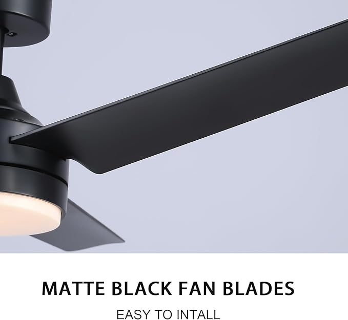 Black Ceiling Fans with Lights and Remote Control，Modern 52 Inch Ceiling Fans with Lights and 6-Speed Modes -Adjustable Dimming - DC Motor - Perfect for Living Room, Bedroom，Dining Room