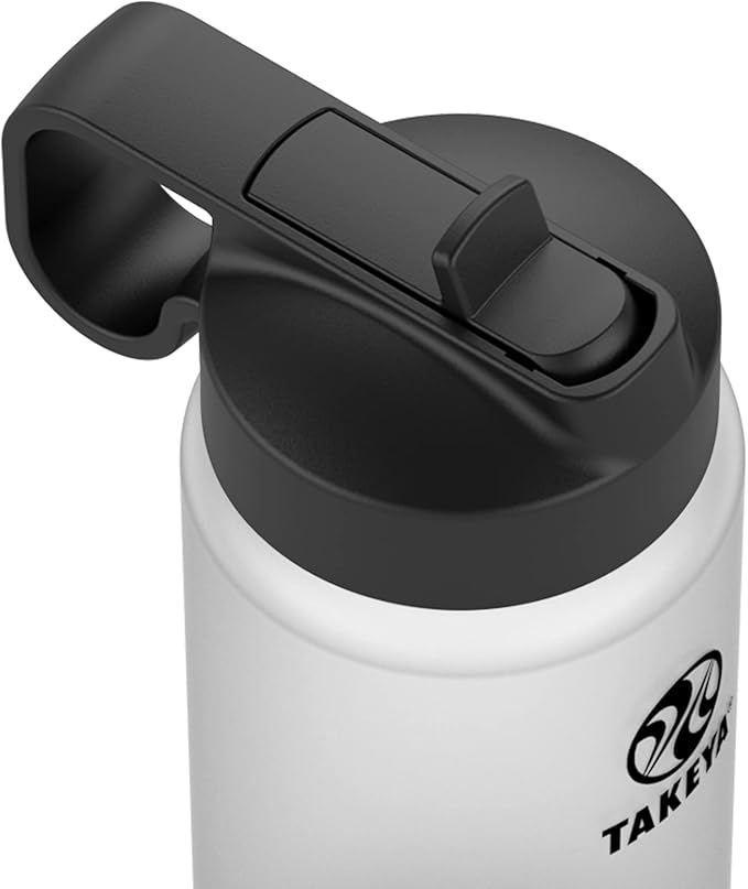 Takeya 22 Oz Glass Water Bottle, Shatter Resistant, Premium Quality, Sure-Grip with Straw Lid, Onyx