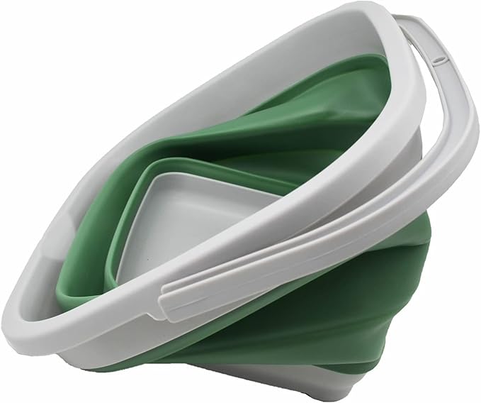 SAMMART 10L (2.6 gallon) Collapsible Rectangular Handy Basket/Bucket (Grey/Dark Sea Green (Set of 2))