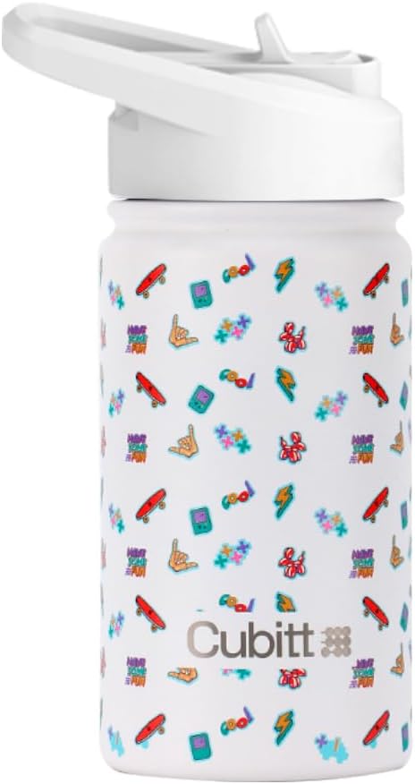 Cubitt Kids Water Bottle 14 oz with Straw Lid, Insulated Stainless Steel, Double Walled Tumbler Travel Cup, Thermo Mug, Leak Proof, Cold for up to 24 hours, Hot for up to 12 hours