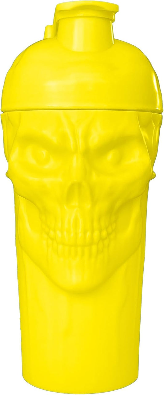 JNX SPORTS The Curse! Skull Shaker Bottle, 24-Ounce, Electric Yellow Limited Edition, Supplement Mixer with Classic Loop Top