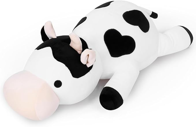 Milk Cow Weighted Plush, 24" 4.2 lbs Weighted Stuffed Animals Series, Cute Cow Plushie Dolls Throw Pillow Birthday Gifts for Children Kids Adults