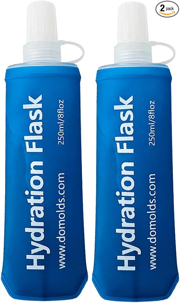 2 Pack 250 ml/8.5 oz Soft Flask, Flexible TPU Soft Water Flask for Running Vest, BPA-Free Hydration Flask for Running, Hiking, Cycling, Climbing-Blue