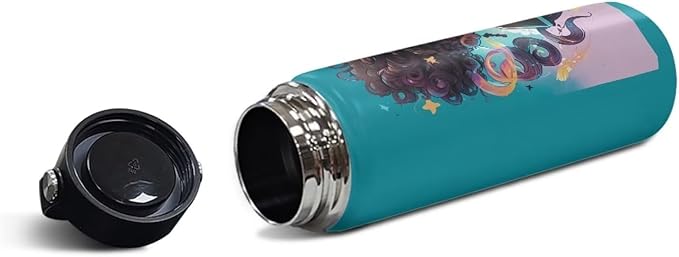 Afro American African Water Bottle 20 oz Insulated Water Bottles with Handle Flask Wide Mouth Bottle Vacuum Stainless Steel Metal Water Bottle for Sports, Gym, Office