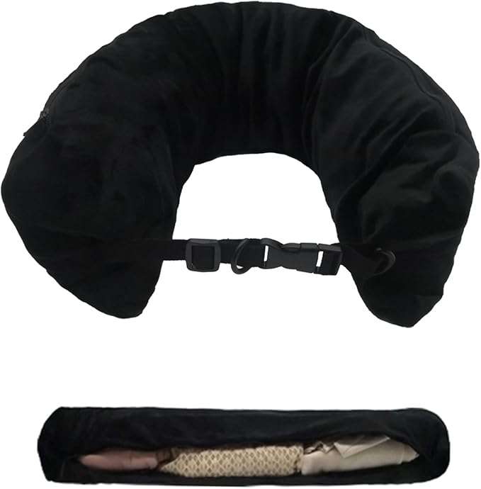 Stuffable Neck Pillow for Travel，Stuffable Travel Pillow，Travel Neck Pillow Stuffable with Clothes Transforms Into Extra Luggage without Excess Fees