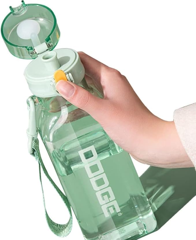 Sports Square Water Bottle 24 oz Reusable Drinking Bottle Portable Leakproof BPA-Free Plastic Water Bottles for Travel Picnic Gym Camping School(Green)