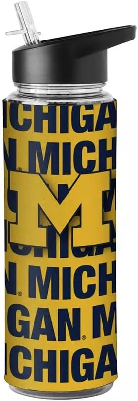 NCAA Flip Top Spout 25oz Water Bottle with Removable Neoprene Sleeve (Michigan Wolverines)