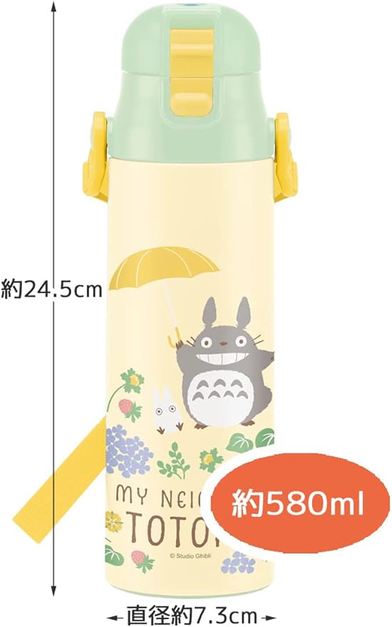 Skater SDC6N-A My Neighbor Totoro Sanpomichi Ghibli Children's Stainless Steel Water Bottle, Direct Drinking 20.9 fl oz (580 ml)