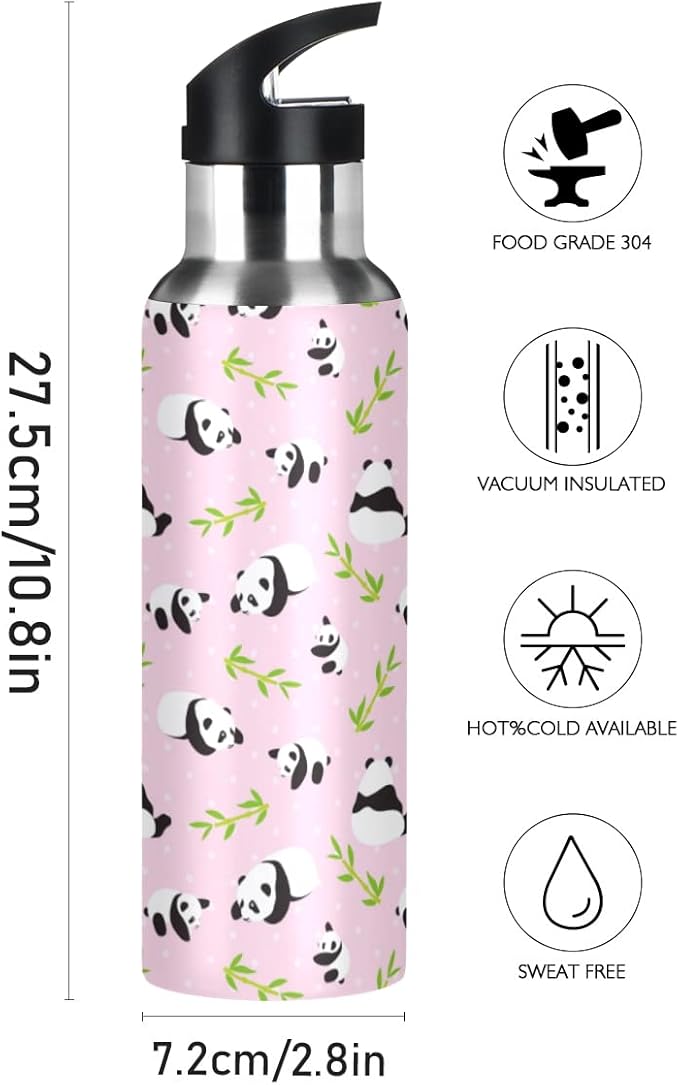 MNSRUU Insulated Water Bottle with Straw, Rainbow and Unicorns Stainless Steel Flasks for Sports Cycling Hiking School
