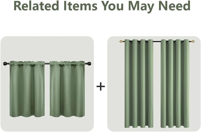 Mrs.Naturall Sage Green Curtains 63 Inch Length for Bedroom,Blackout Black Out Curtains Drapes 63 Inch Long 2 Panels Set
