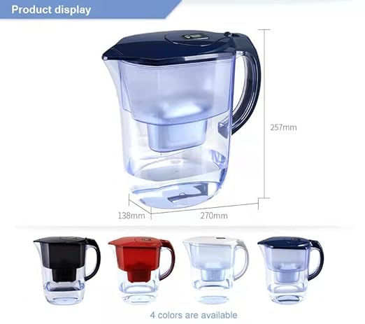 Alkaline Water Filter Pitcher-3.8L,Activated Carbon Filter-Reduces Limescale&Chlorine,Water Purifier-BPA Free,(1 Filter) (3.8L Blue)