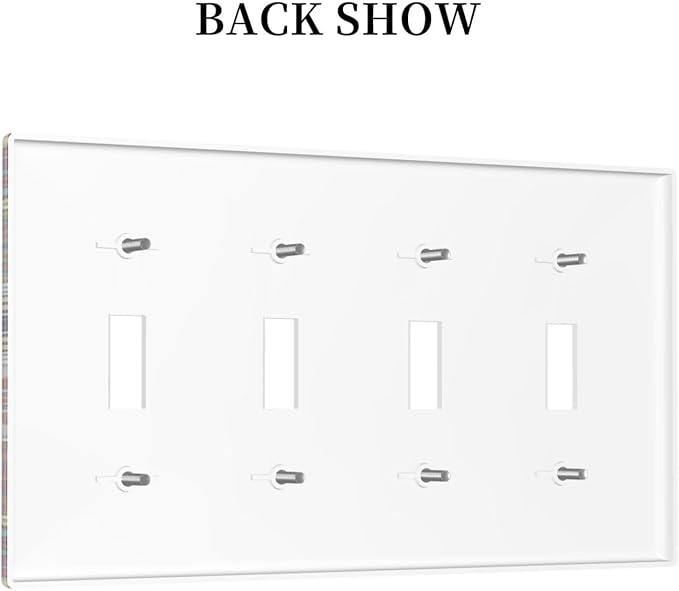 Morocco Talavera Mexican Tiles Printed Colroful Mandala Quad Toggle Light Switch Covers 4 Gang Wall Plate Decorative Switchplate Electrical Faceplate for Kitchen Bathroom Bedroom Decor