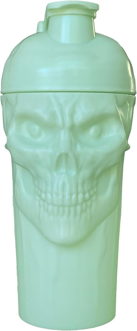 JNX SPORTS The Curse! Skull Shaker Bottle, 24-Ounce, Mint Green Limited Edition, Supplement Mixer with Classic Loop Top
