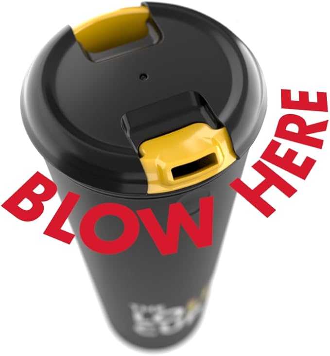 The LoudCup 20 oz Tumbler + Integrated Stadium Horn (Raven Black) - Reusable Water Bottle for Sports Fans - Worlds Loudest Cup for Noisy Fans on Game Day & Tailgating