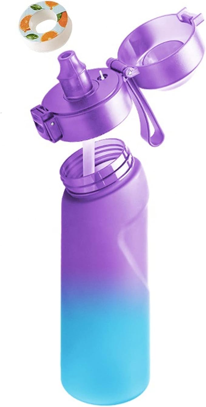 Water Bottle with Flavor Pods 21.9 Oz/650ml Fruit Fragrance Water Bottle Recyclable Sports Air Water Cup Scented Pods for Outdoor (7Pcs Pods)