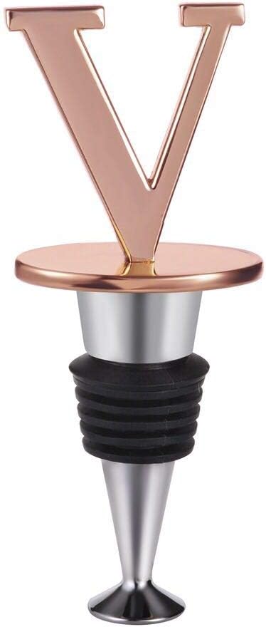 Miicol Wine Bottle Stopper, Prosecco Stopper, Rose Gold Wine Stopper, Personalised Champagne Stopper, Initial Wine Stopper, Funny Prosecco Gift, Wine Lovers Gift, Kitchen Decor, Letter V